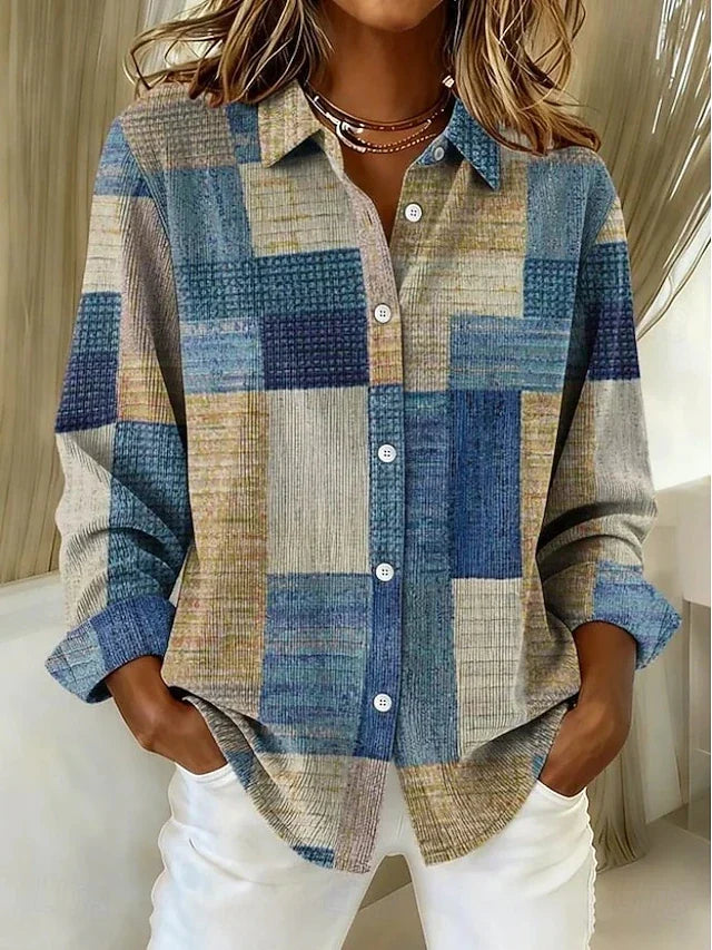 Merritt™ | Vintage Patchwork Button Front Blouse